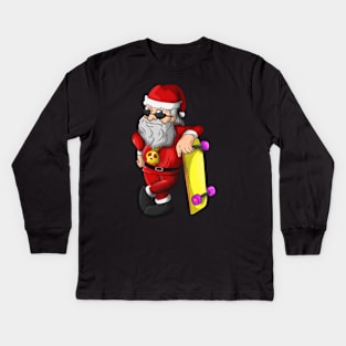 Urban Skater Santa Skateboarding Father Christmas Kids Long Sleeve T-Shirt